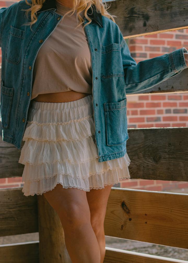 Cool Corduroy Collar Denim Jacket