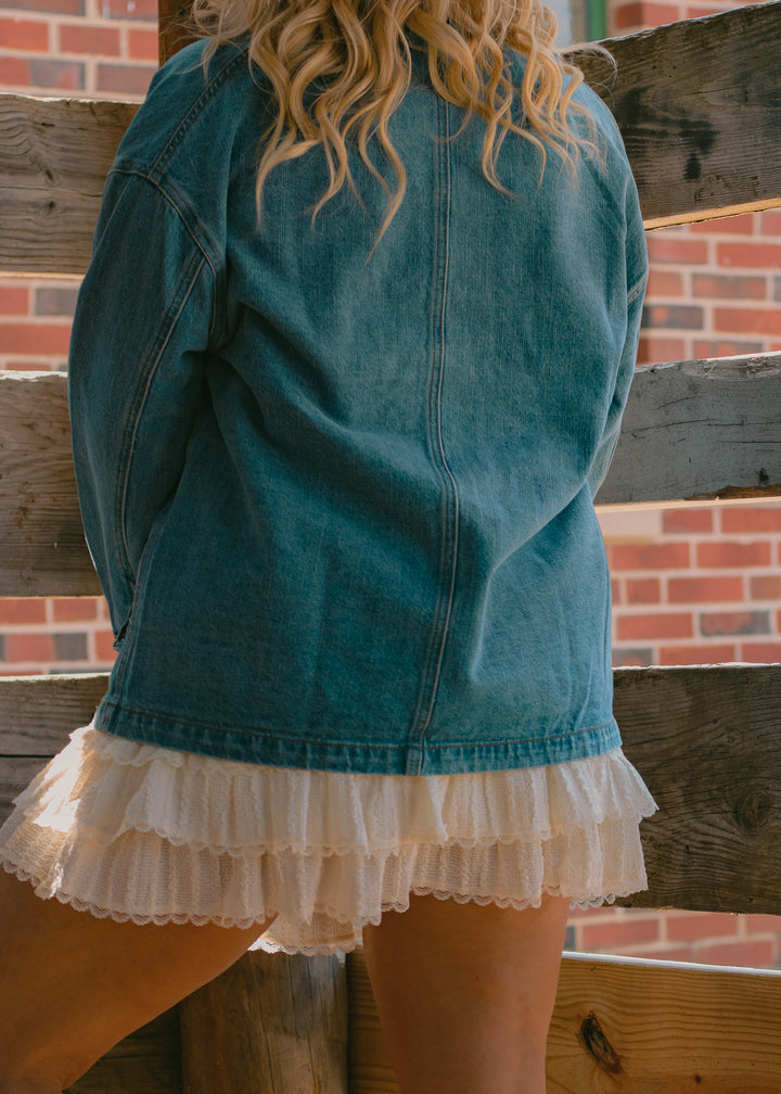 Cool Corduroy Collar Denim Jacket