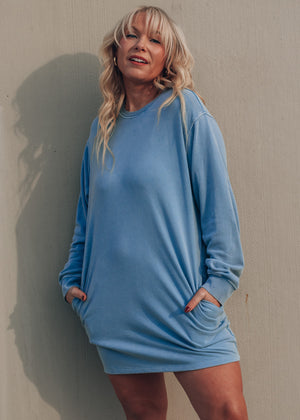 Lylas Blue Sweatshirt Dress