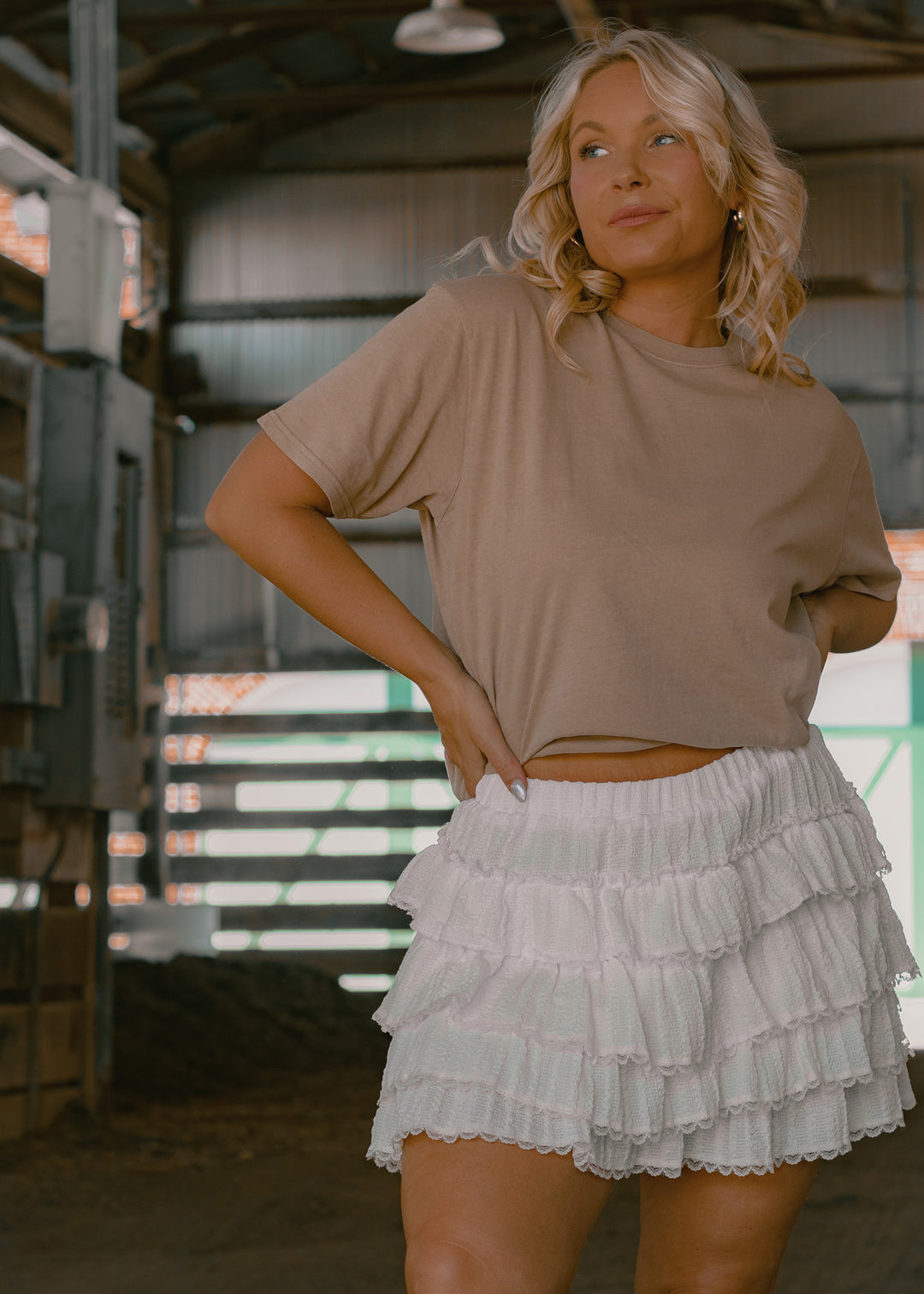 Autumn Cream Ruffled Skort