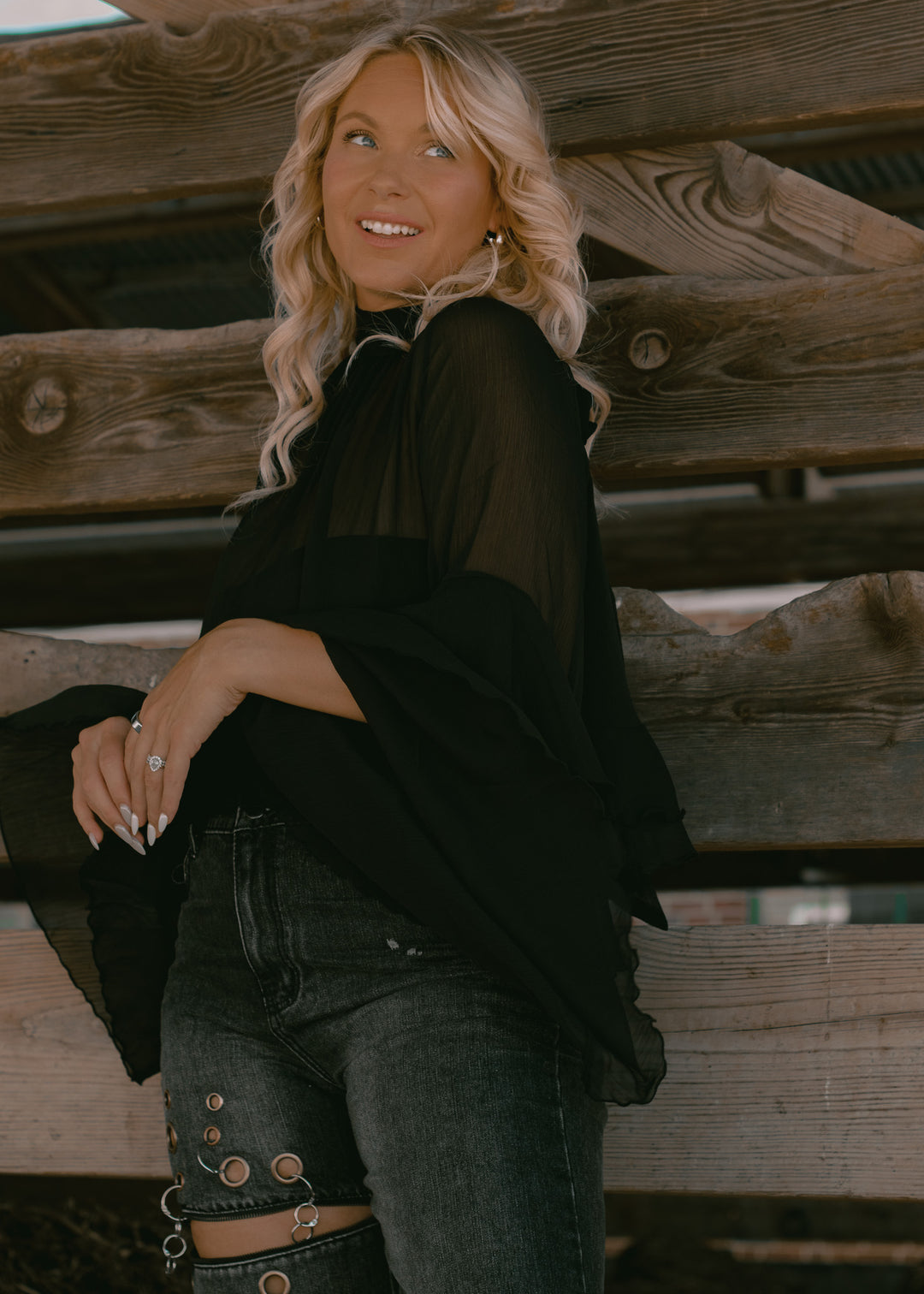 Evening Chiffon Black Top