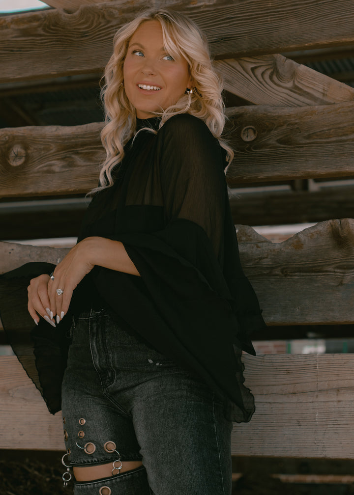 Evening Chiffon Black Top