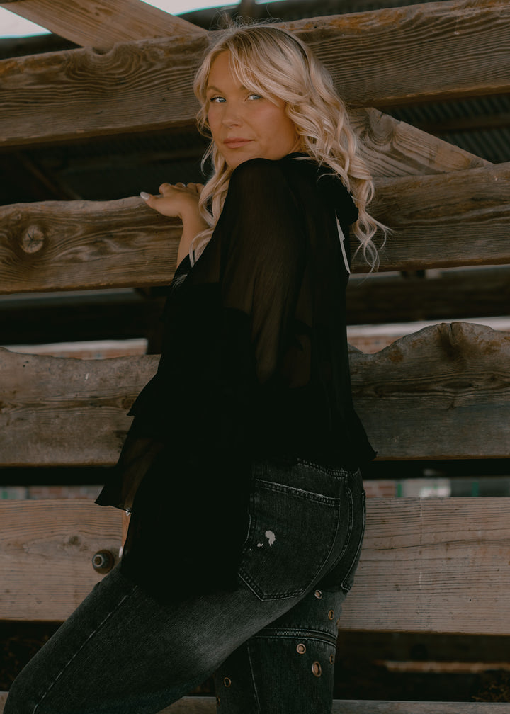 Evening Chiffon Black Top