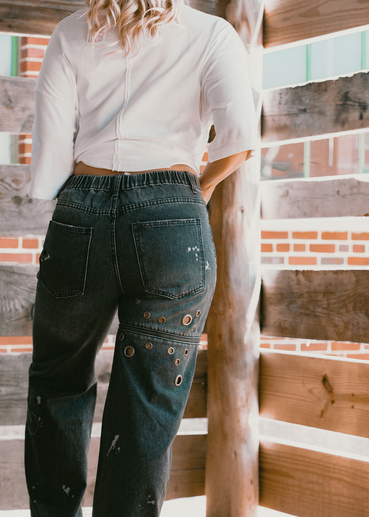 Cool Girl Black Grommet Jeans