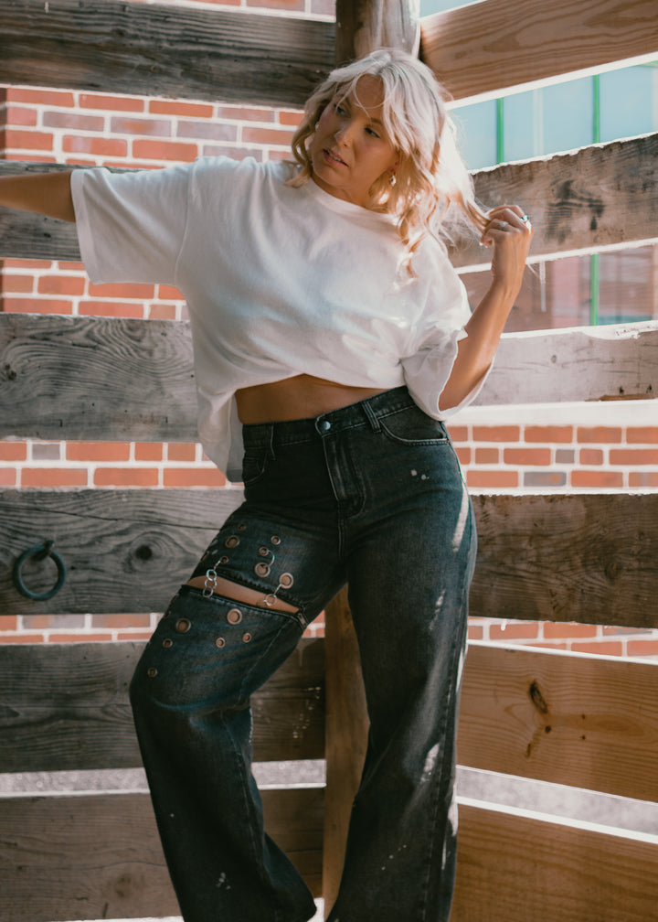 Cool Girl Black Grommet Jeans