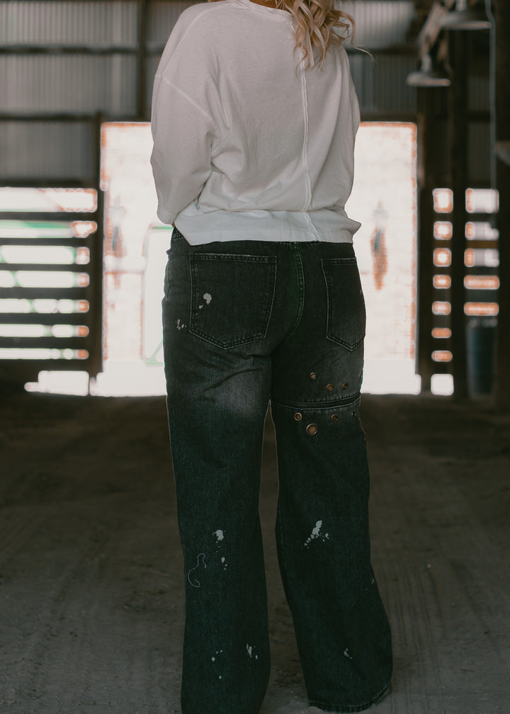 Cool Girl Black Grommet Jeans