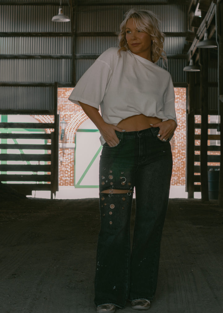 Cool Girl Black Grommet Jeans