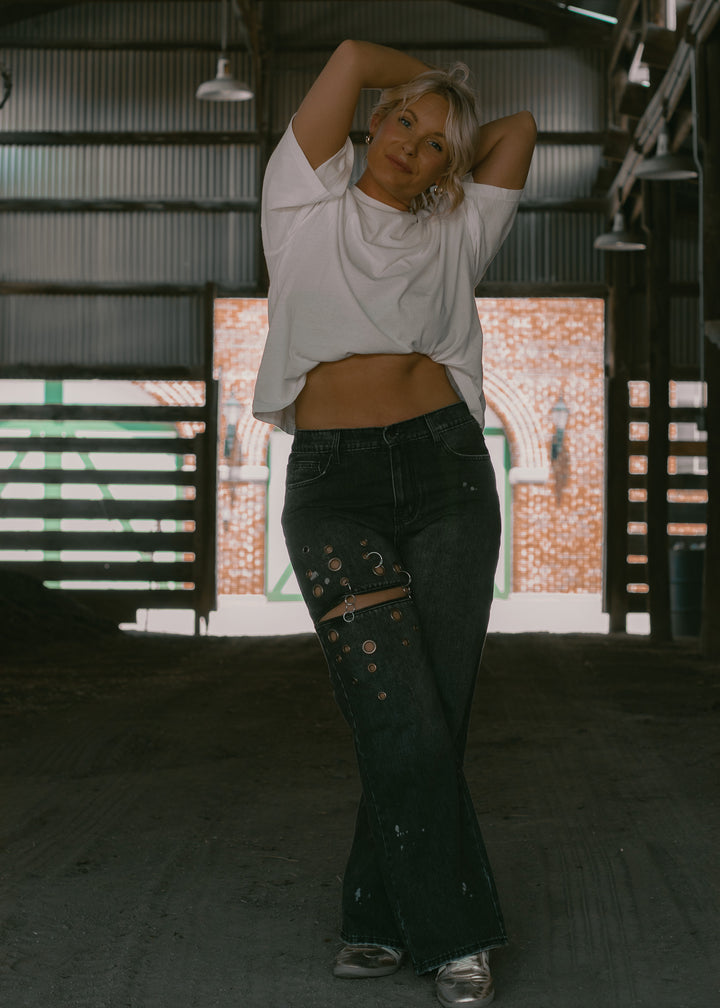 Cool Girl Black Grommet Jeans