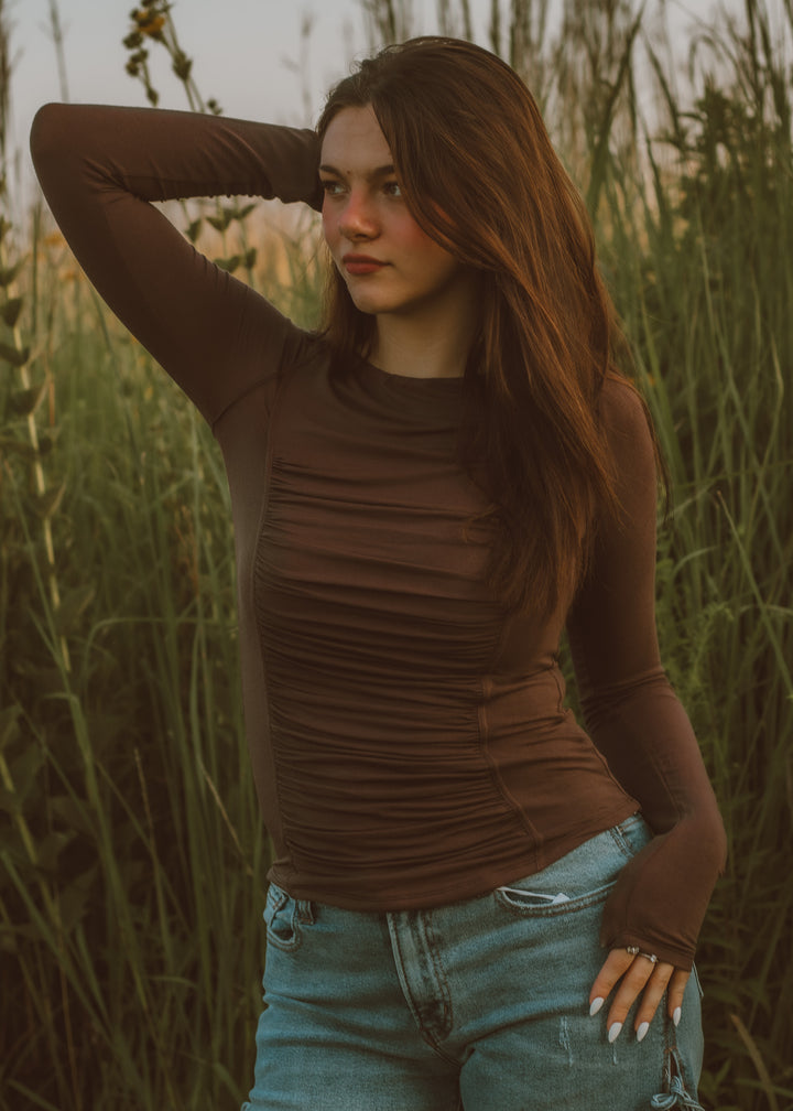 Espresso Corset-Seam Long Sleeve