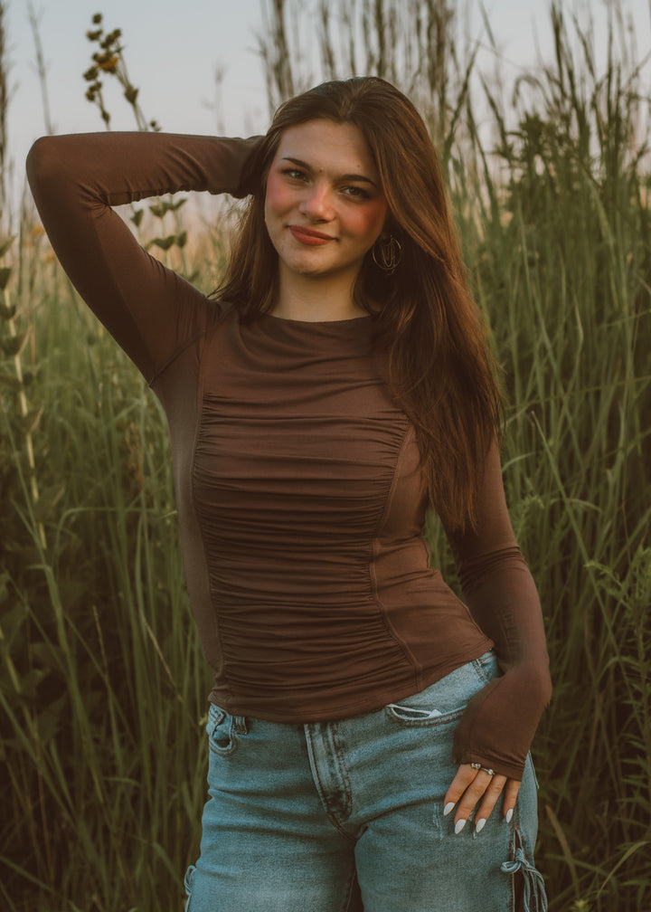 Espresso Corset-Seam Long Sleeve