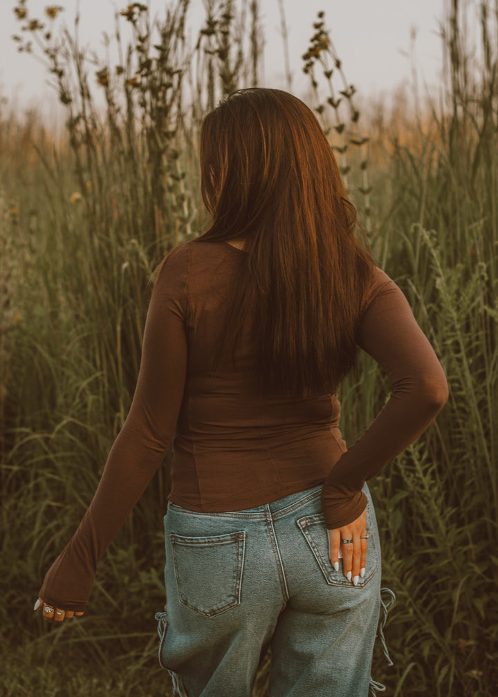 Espresso Corset-Seam Long Sleeve
