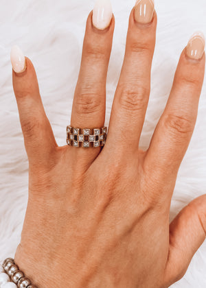 Crystal Checkered Ring
