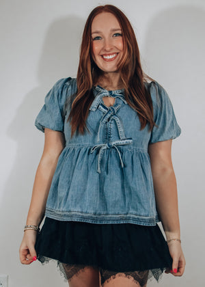 Darlin' Denim Baby Doll Top