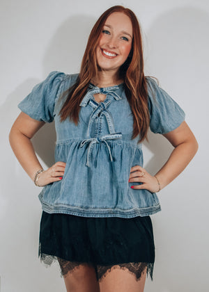 Darlin' Denim Baby Doll Top