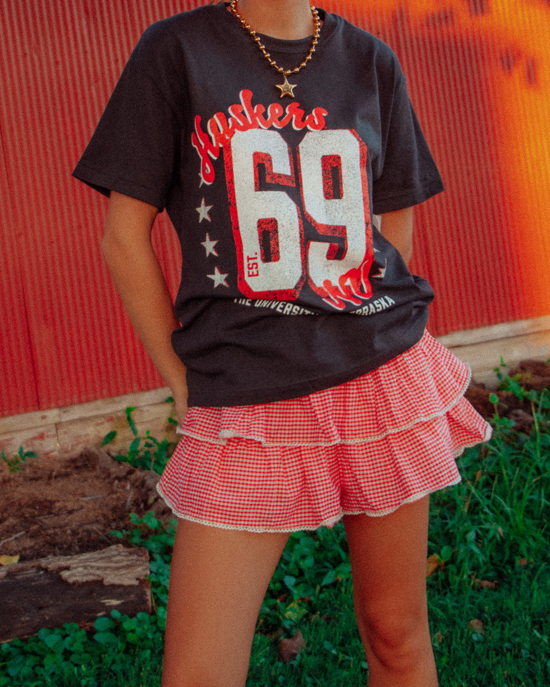 Cherry Pie Gingham Mini Skort