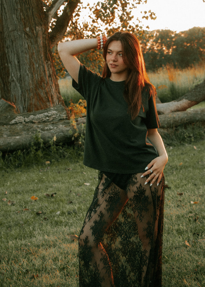 Noir Lace Midi Skirt
