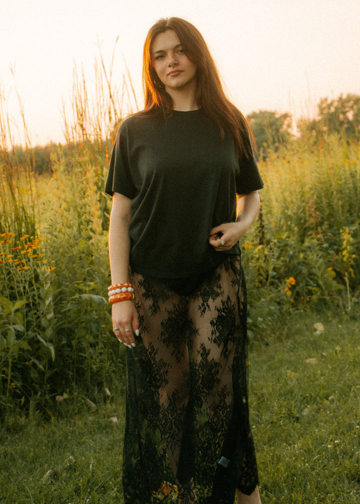 Noir Lace Midi Skirt