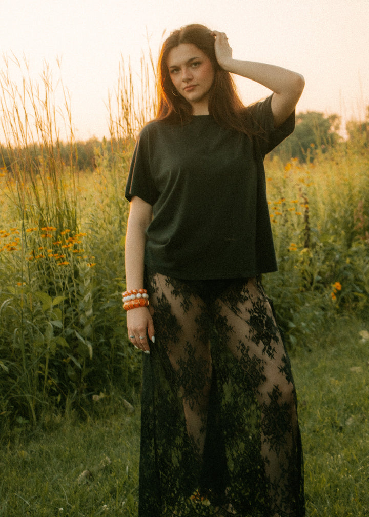 Noir Lace Midi Skirt
