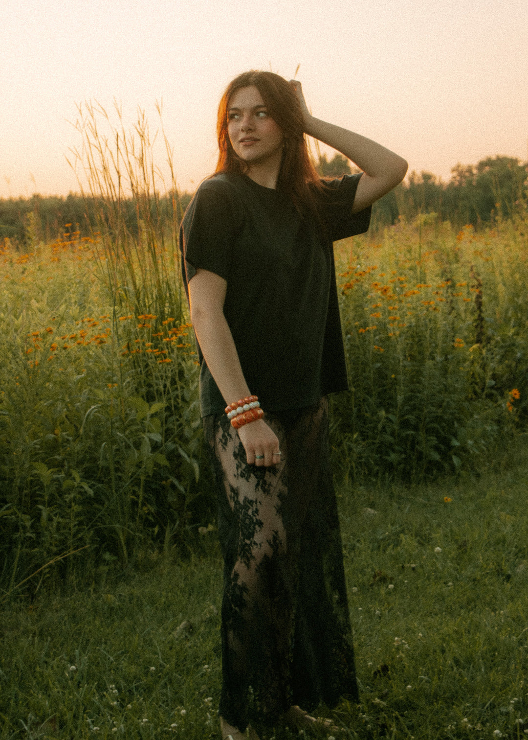 Noir Lace Midi Skirt
