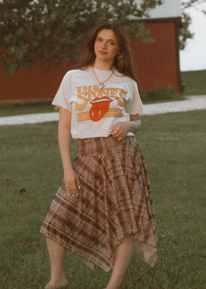Mocha Plaid Midi Skirt