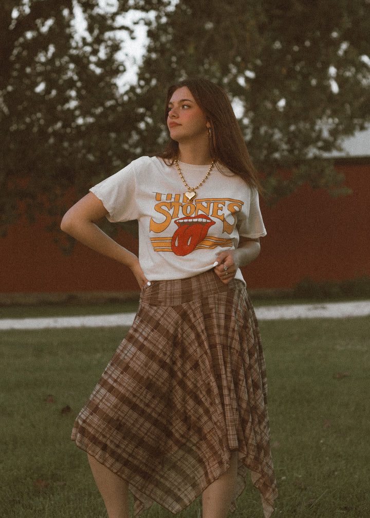 Mocha Plaid Midi Skirt