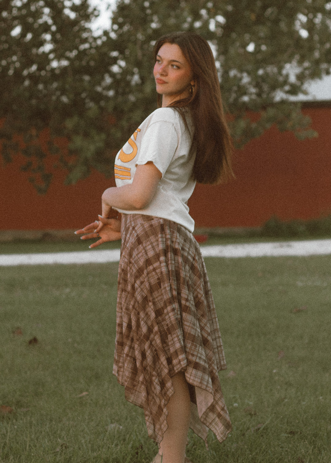 Mocha Plaid Midi Skirt