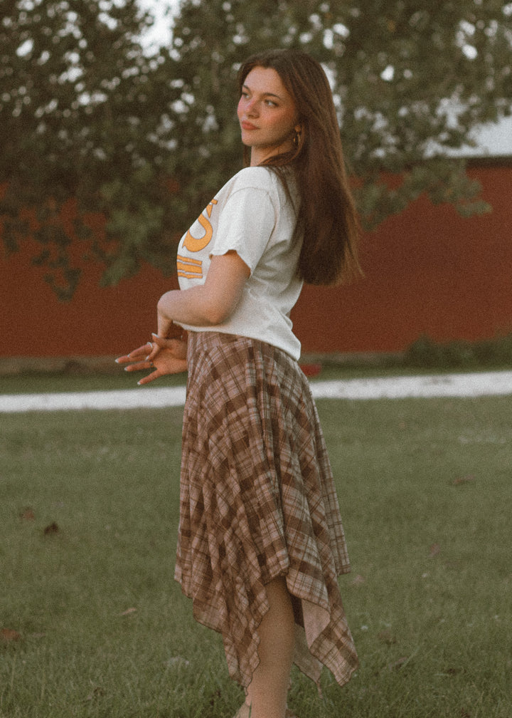 Mocha Plaid Midi Skirt