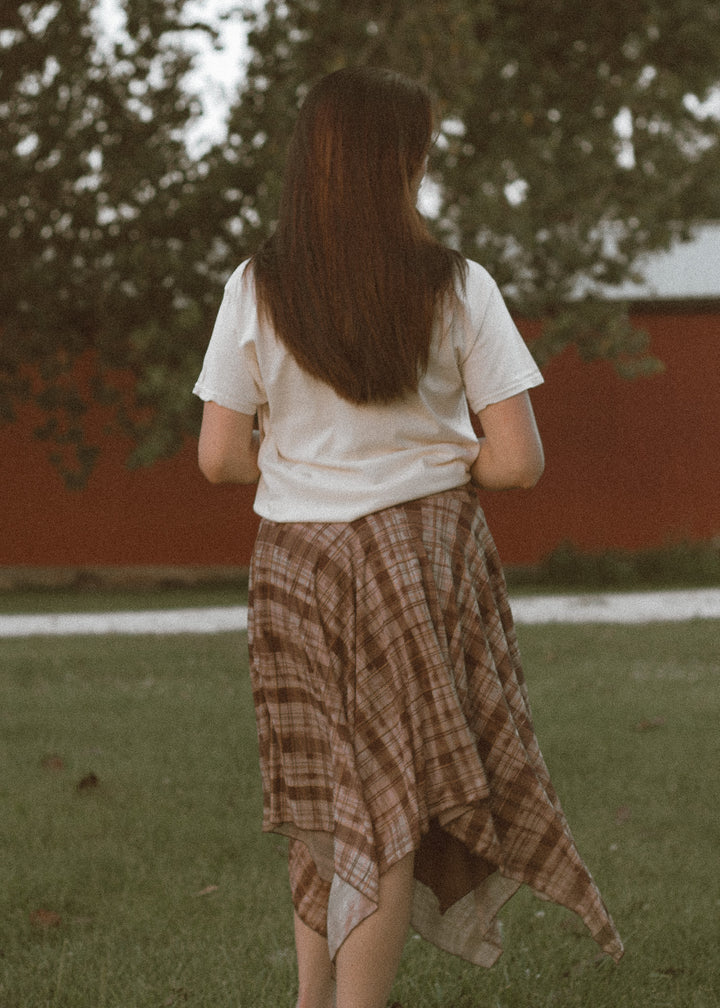 Mocha Plaid Midi Skirt