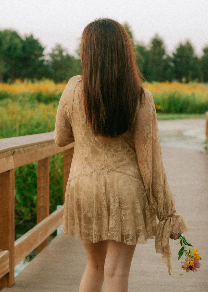 Moss Green Floral Lace Dress