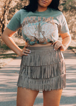 Wild West Mocha Fringe Skirt