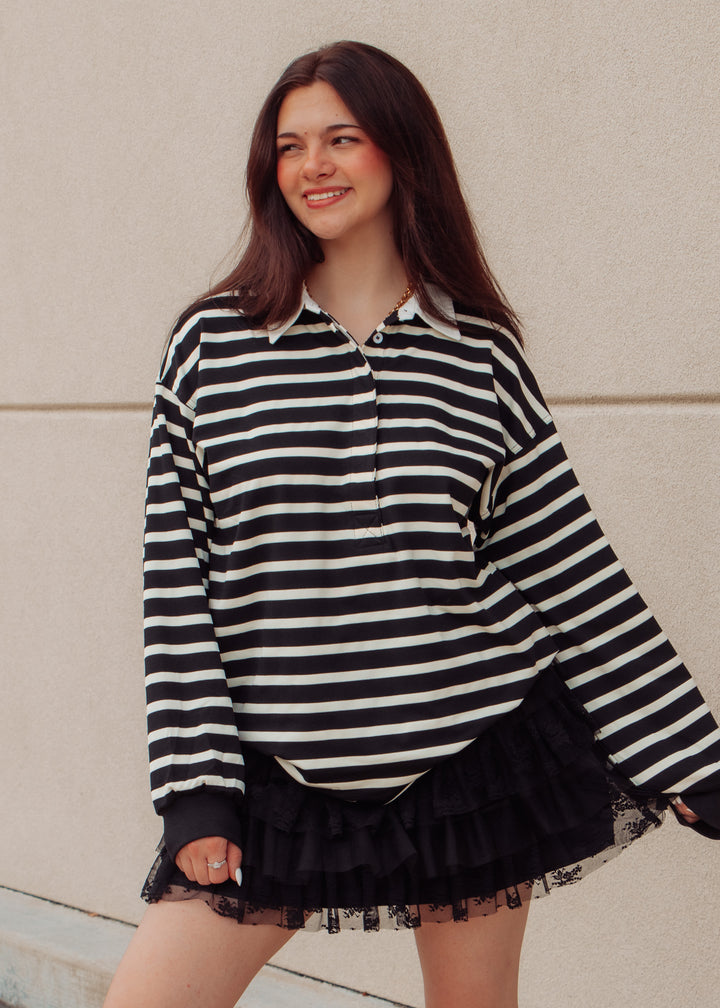 Brooklyn Black Striped Rugby Top