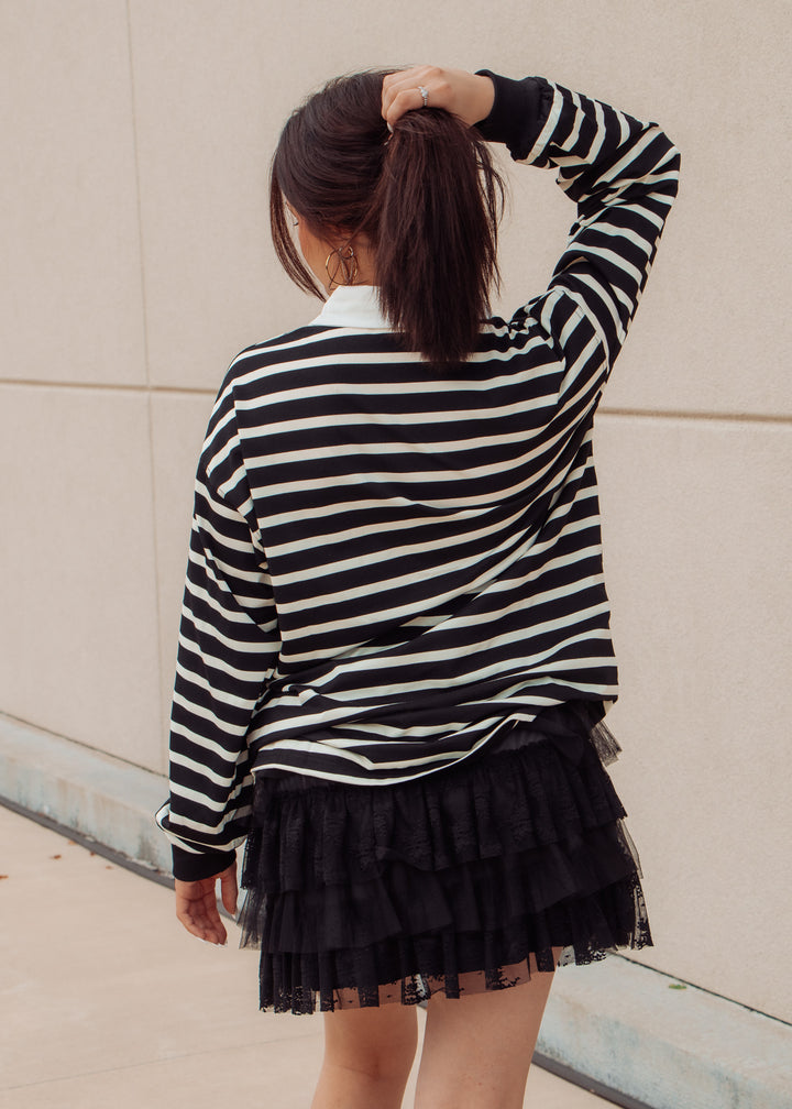Brooklyn Black Striped Rugby Top