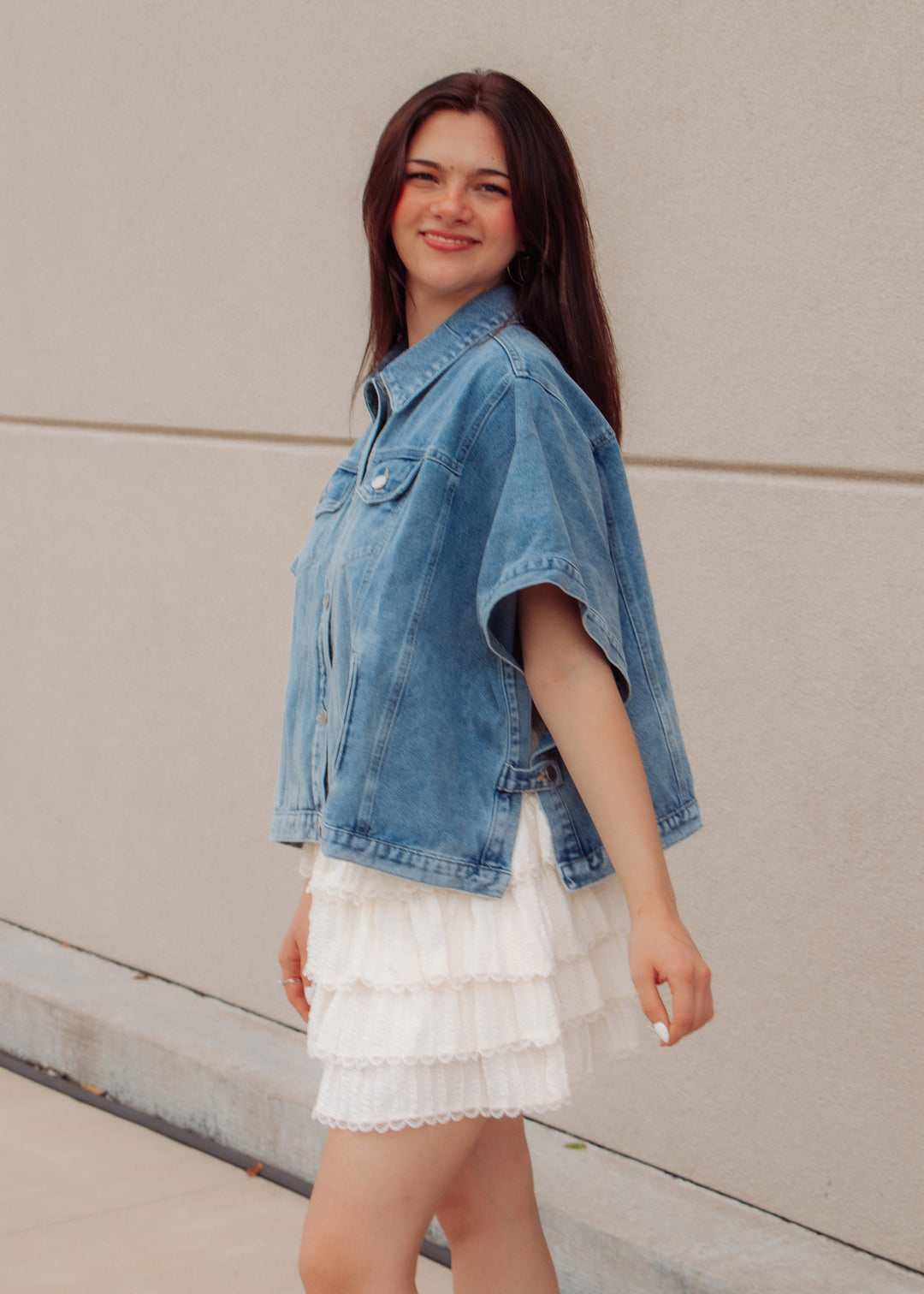 Downtown Denim Cape Jacket