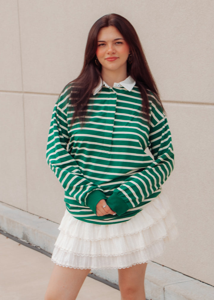 Brooklyn Green Striped Rugby Top