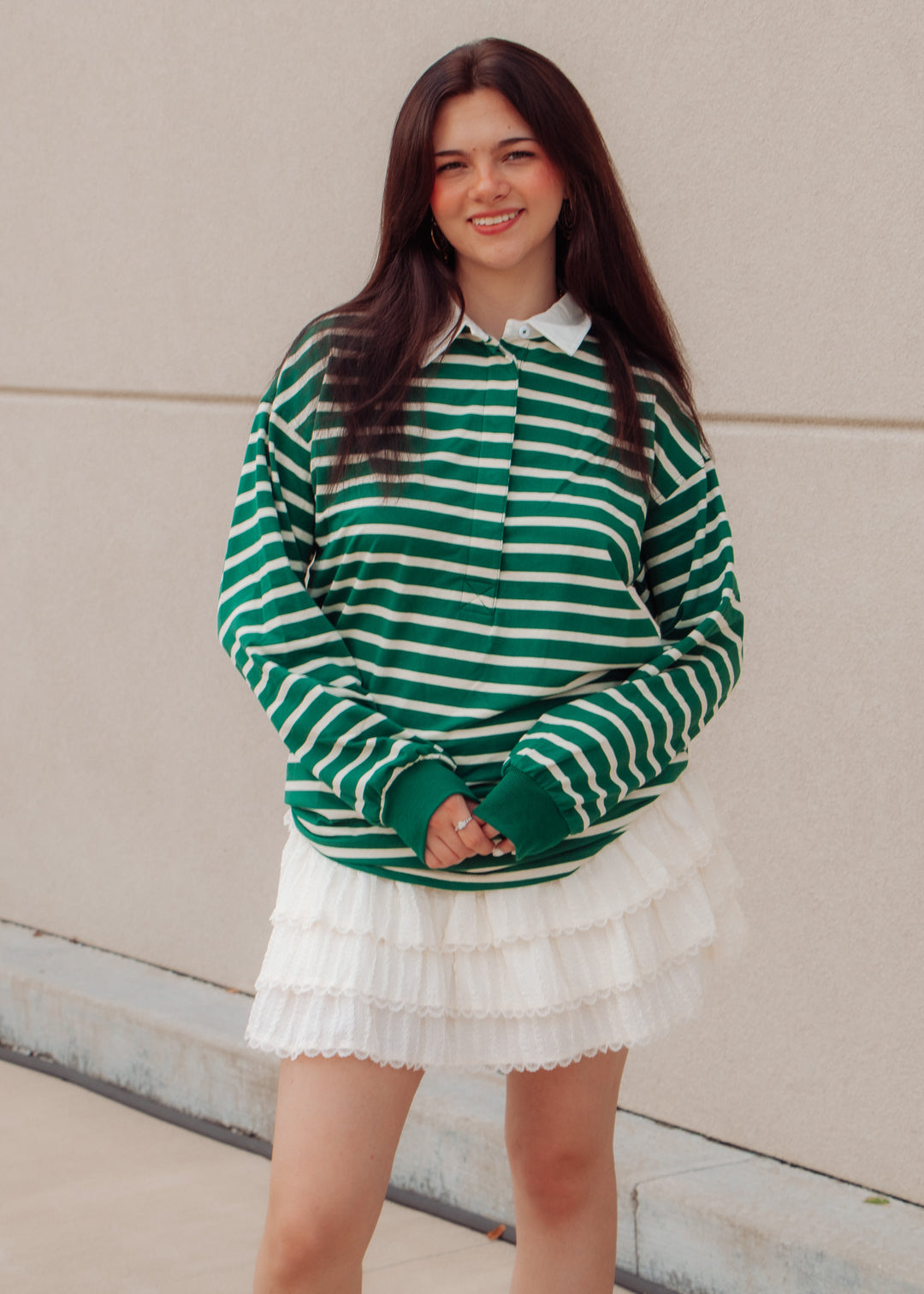 Brooklyn Green Striped Rugby Top