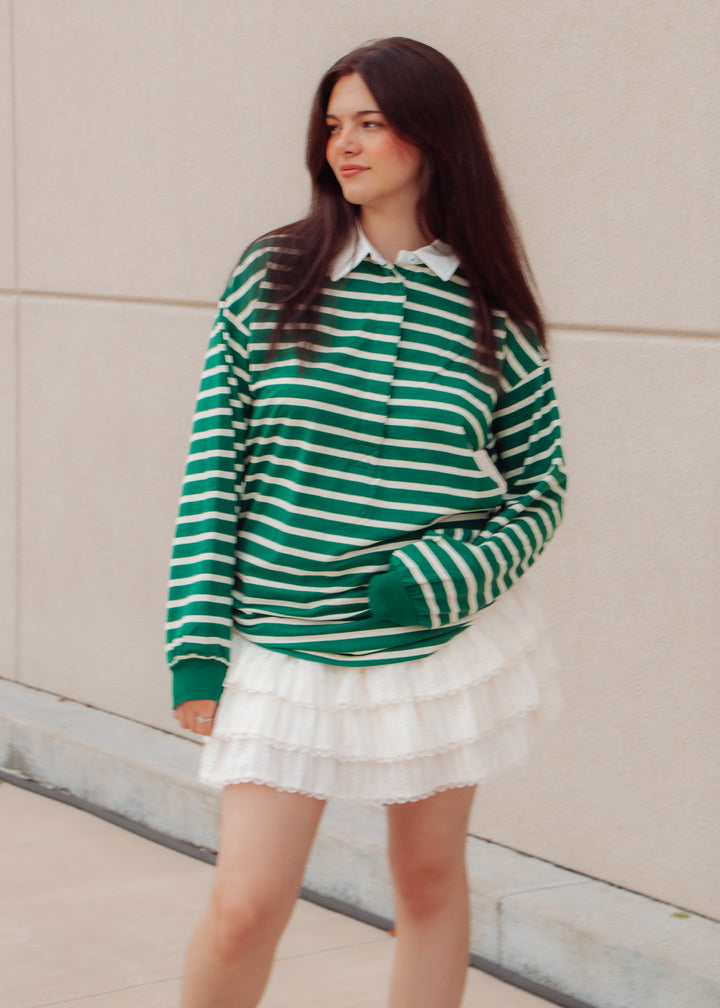 Brooklyn Green Striped Rugby Top