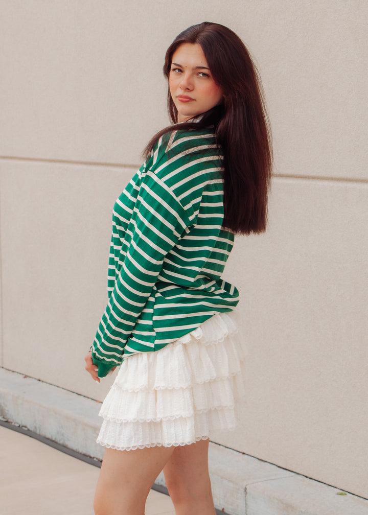 Brooklyn Green Striped Rugby Top