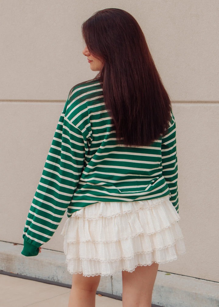Brooklyn Green Striped Rugby Top