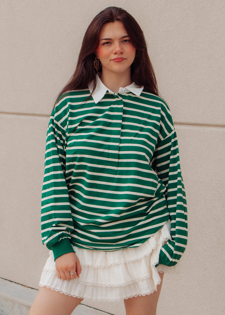 Brooklyn Green Striped Rugby Top