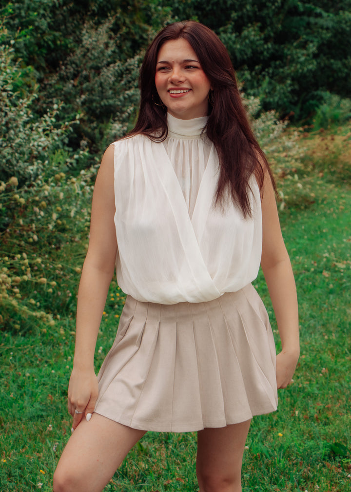 Dialed in Ivory Draped Chiffon top