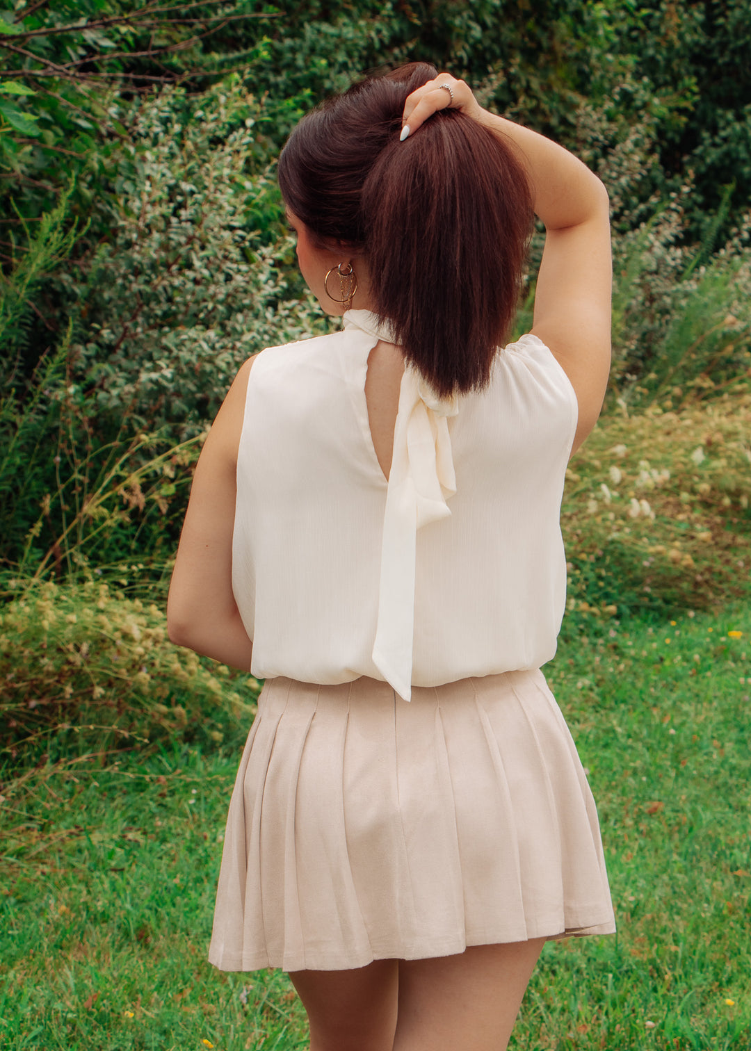 Dialed in Ivory Draped Chiffon top