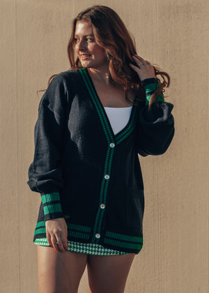 Green and navy sweater 