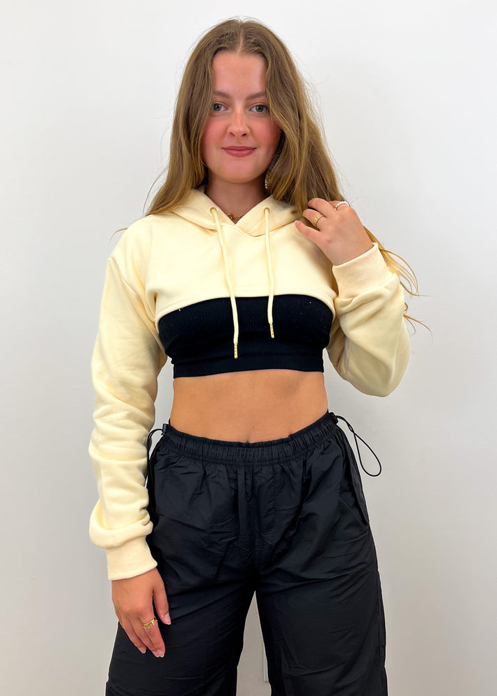 Turn Heads Ivory Cropped Hoodie