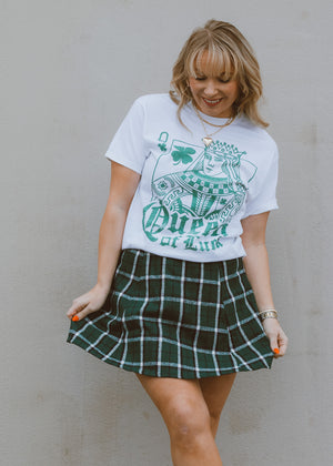 Green and white tee 