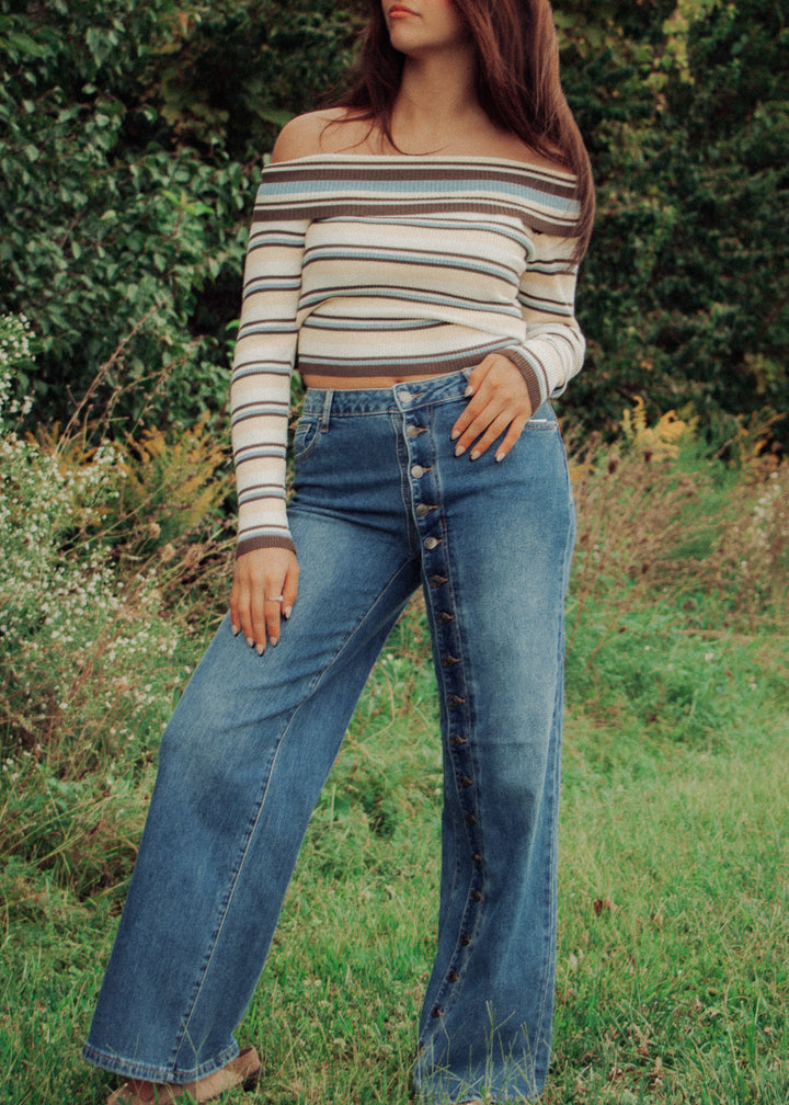 Bianca Buttoned Wide Leg Jean