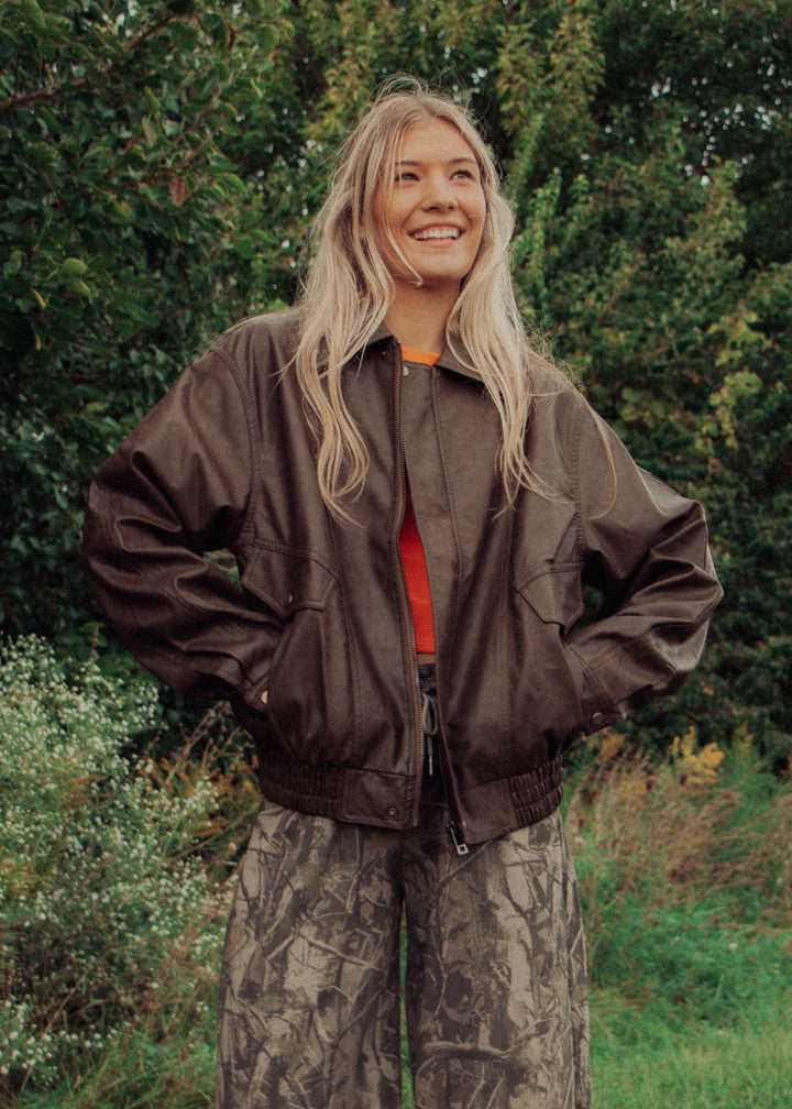 Brown Biker Vegan Leather Jacket