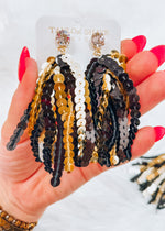 Black and Gold Sequin Tassel Earring