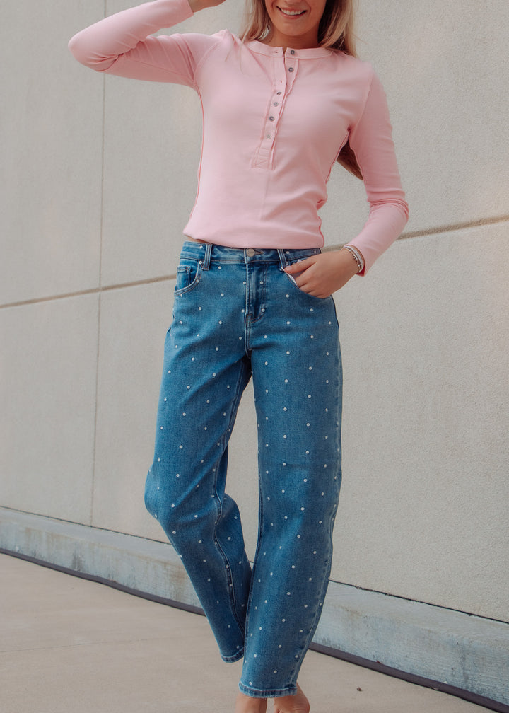 Lily Polka Dot Barrel Jean