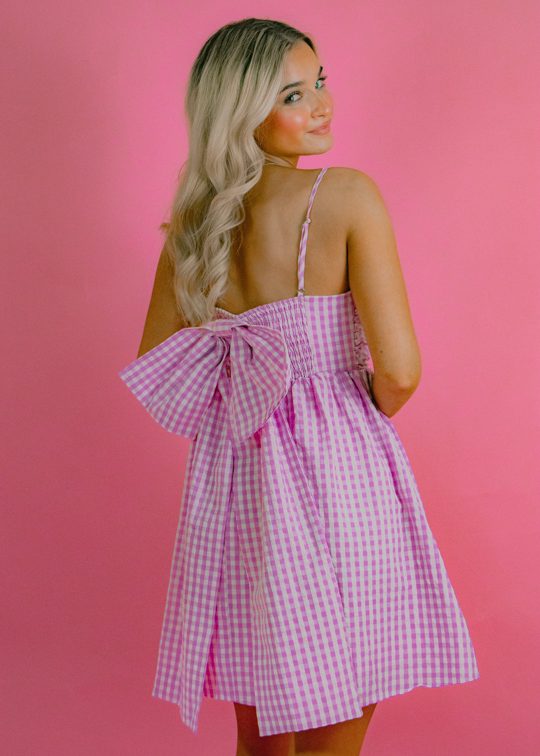 Pink and white dress