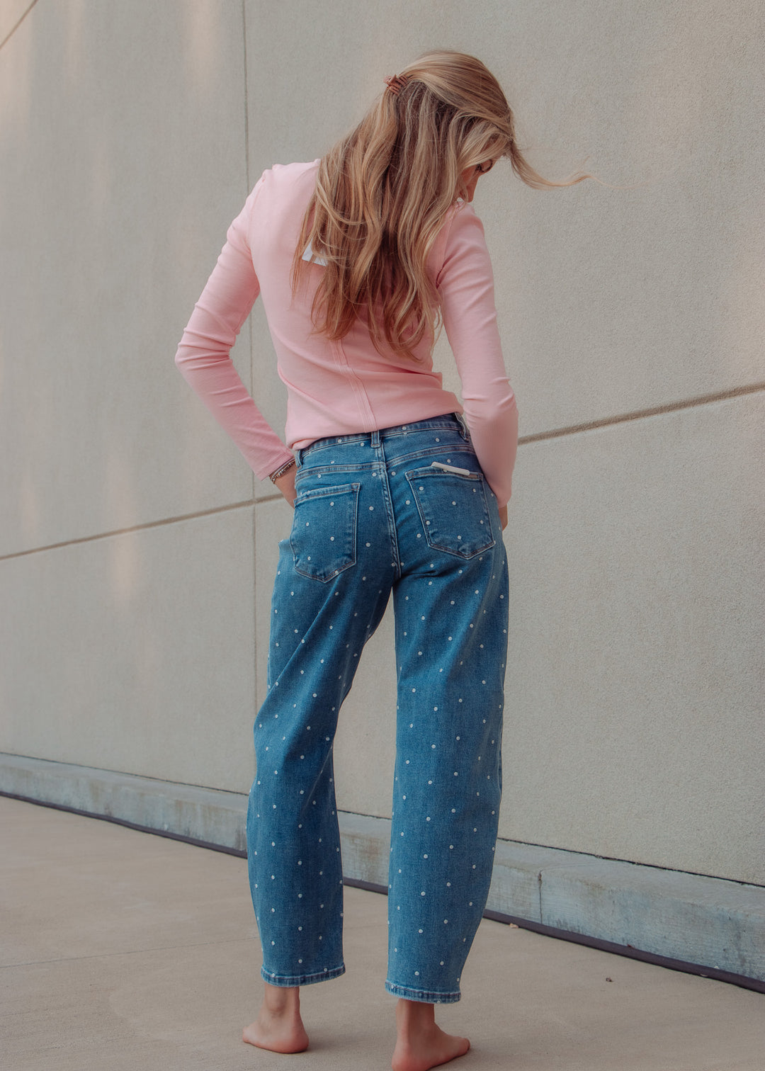 Lily Polka Dot Barrel Jean